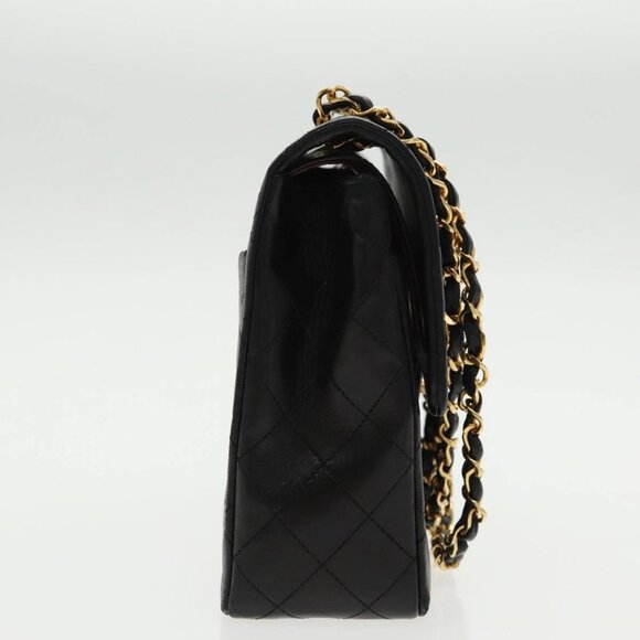 CHANEL Matelasse Chain Hand Bag Lamb Skin Black Gold CC Auth 95715AV - Picture 5 of 16